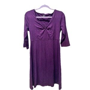 Toad & Co Women's M Rosalinda Dress Maroon Tencel Cotton 3/4 Sleeve Athletic